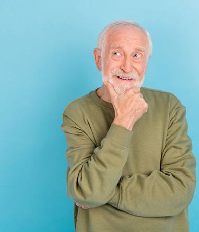 Senior man wearing curious, thoughtful expression