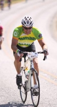 Man cycling during a race