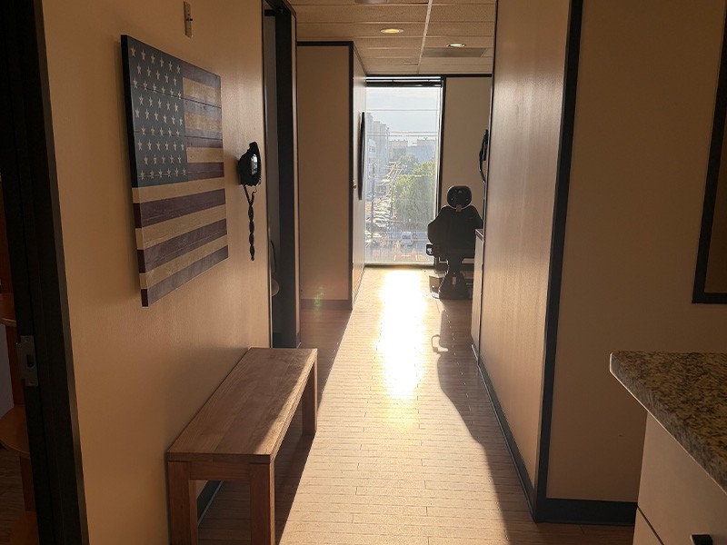 American flag on wall